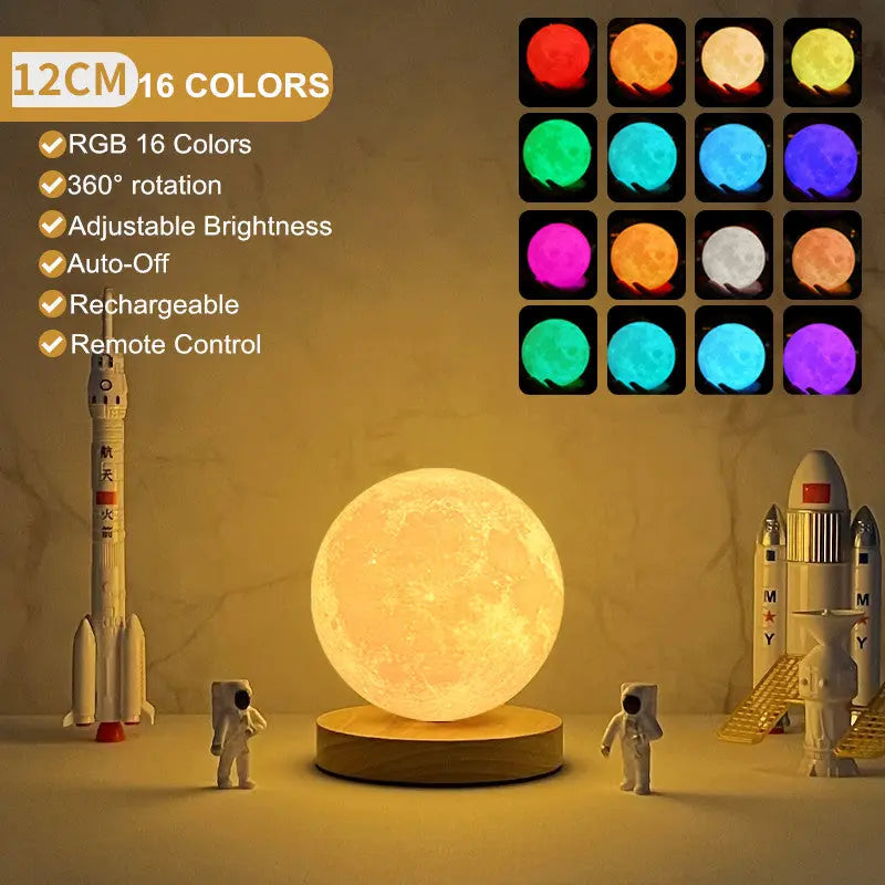 Creative 3D Magnetic Floating Levitating Moon Lamp Touch Control 3 Color Moon Light Lunar Night Light For Home Office Room Decor SmartDealHub