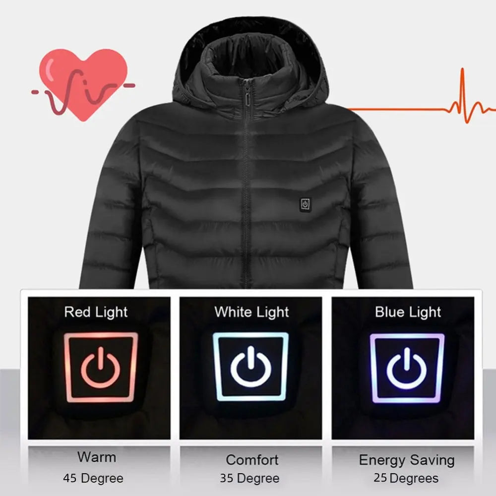 Winter Heated Jacket USB Electric Cotton Coat Zip-up Heater Thermal Clothing Heating Vest For Men SmartDealHub
