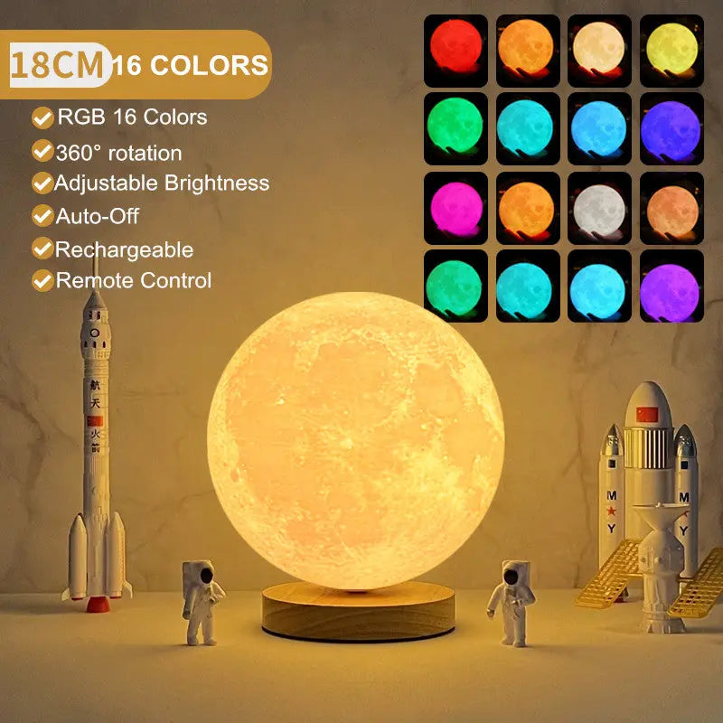Creative 3D Magnetic Floating Levitating Moon Lamp Touch Control 3 Color Moon Light Lunar Night Light For Home Office Room Decor SmartDealHub