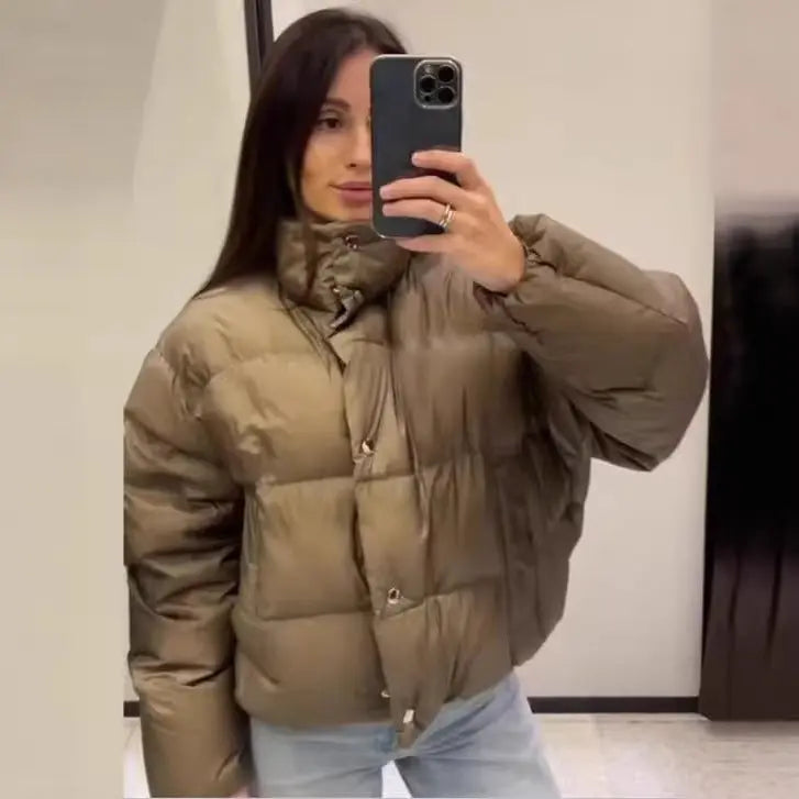 Womens Stylish Versatile And Warm High-neck Cotton Coat SmartDealHub