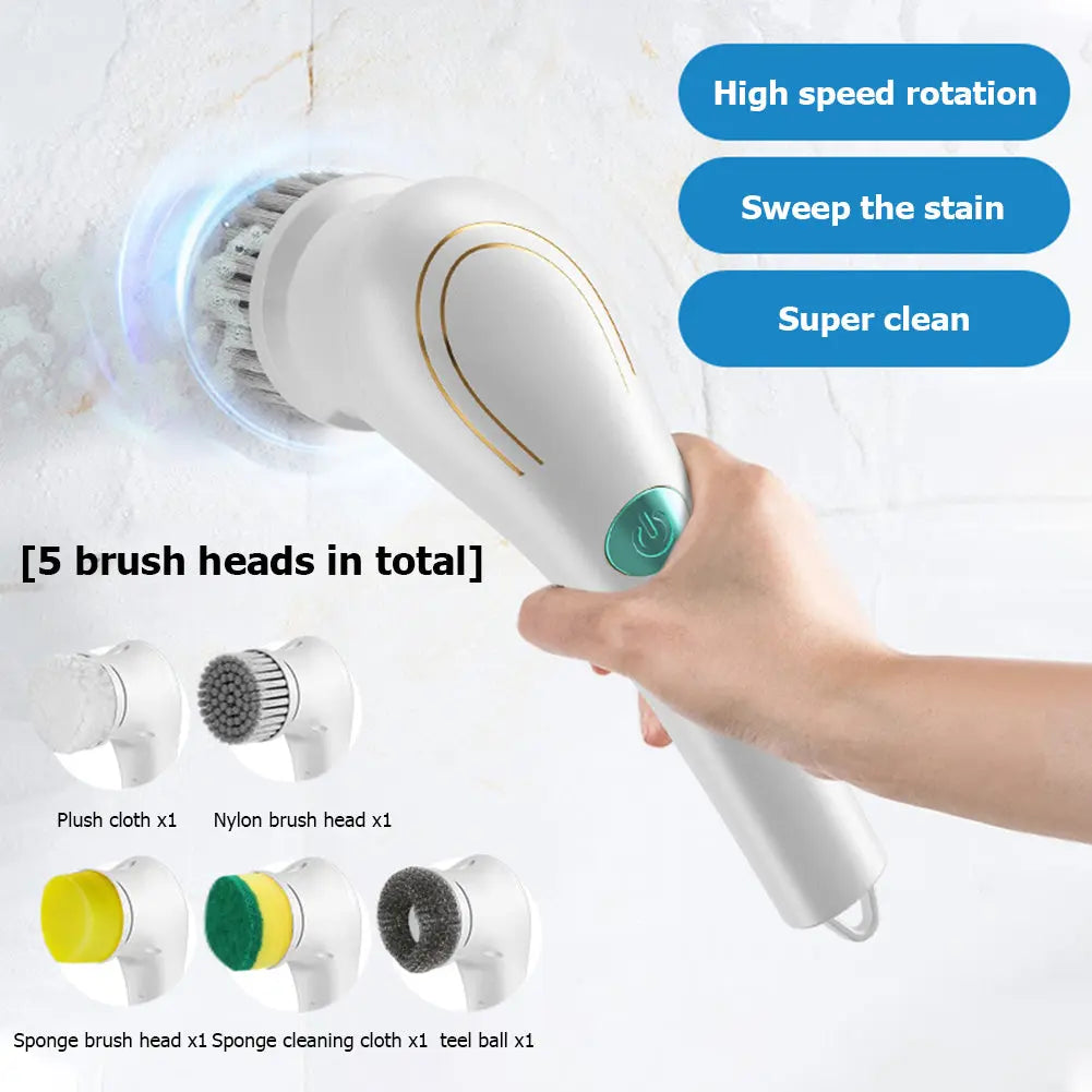 Multifunctional Electric Handheld Kitchen Household Dishwashing Brush Handheld Scrubber Bathtub Sink Bathroom Kitchen Tile Cleaning Tool Drill Brush Set With 5 Heads SmartDealHub