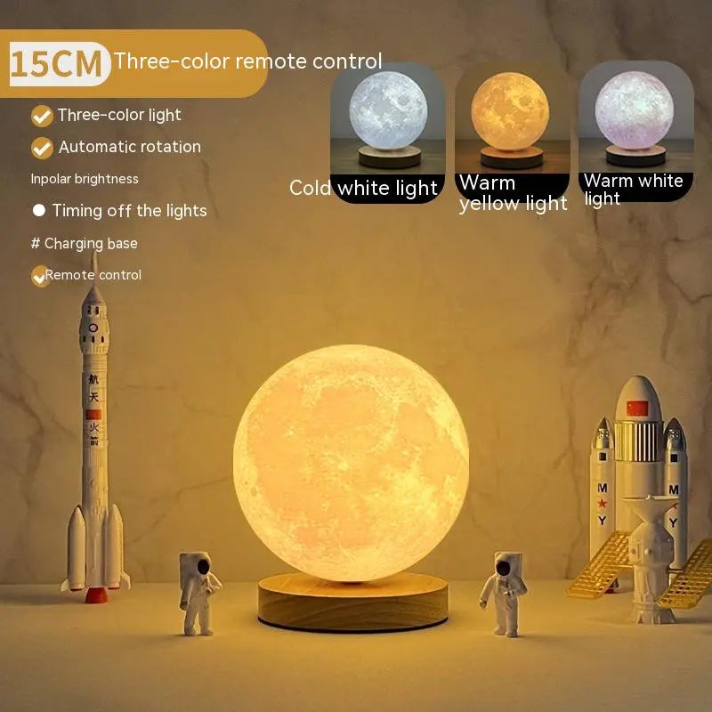 Creative 3D Magnetic Floating Levitating Moon Lamp Touch Control 3 Color Moon Light Lunar Night Light For Home Office Room Decor SmartDealHub