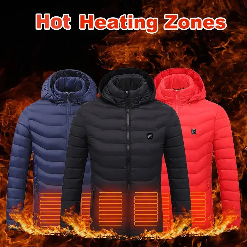 Winter Heated Jacket USB Electric Cotton Coat Zip-up Heater Thermal Clothing Heating Vest For Men SmartDealHub
