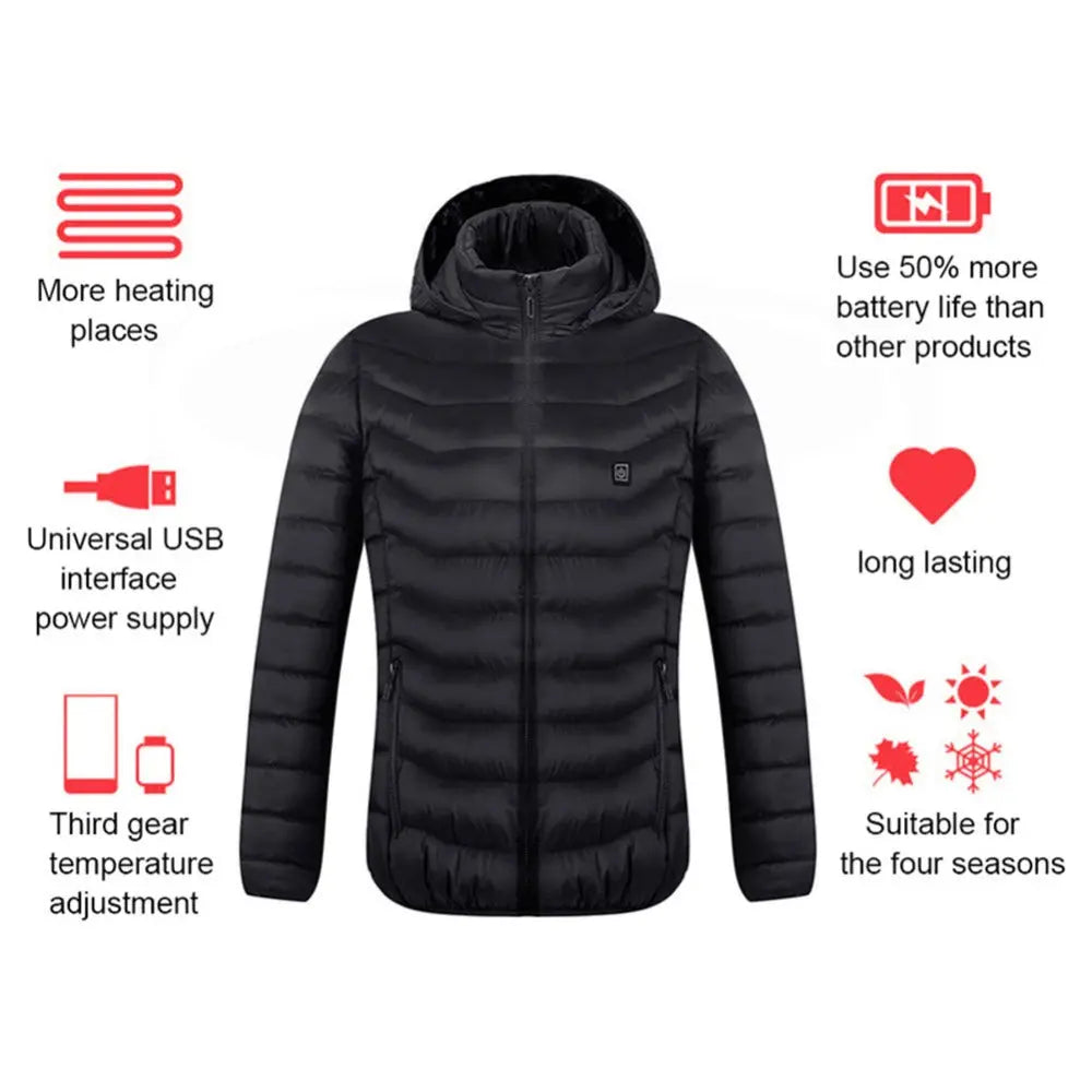 Winter Heated Jacket USB Electric Cotton Coat Zip-up Heater Thermal Clothing Heating Vest For Men SmartDealHub