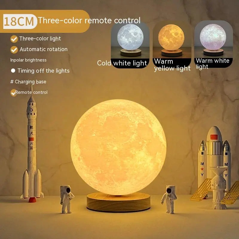 Creative 3D Magnetic Floating Levitating Moon Lamp Touch Control 3 Color Moon Light Lunar Night Light For Home Office Room Decor SmartDealHub