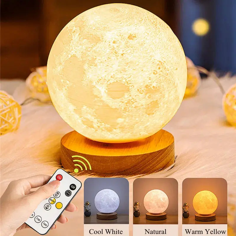 Creative 3D Magnetic Floating Levitating Moon Lamp Touch Control 3 Color Moon Light Lunar Night Light For Home Office Room Decor SmartDealHub