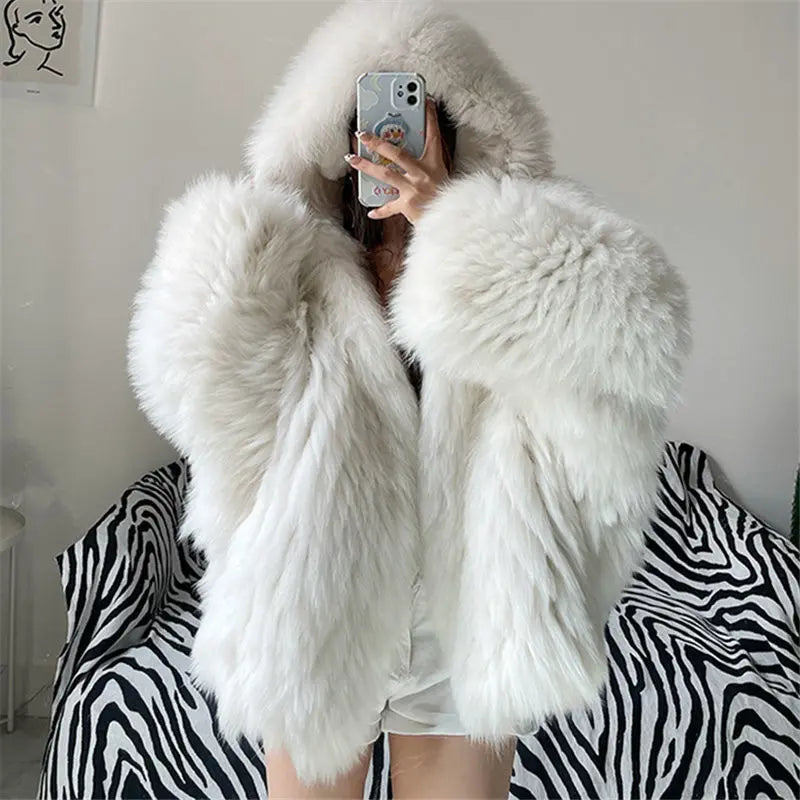 Hooded Oversized Furry Top - Autumn & Winter SmartDealHub
