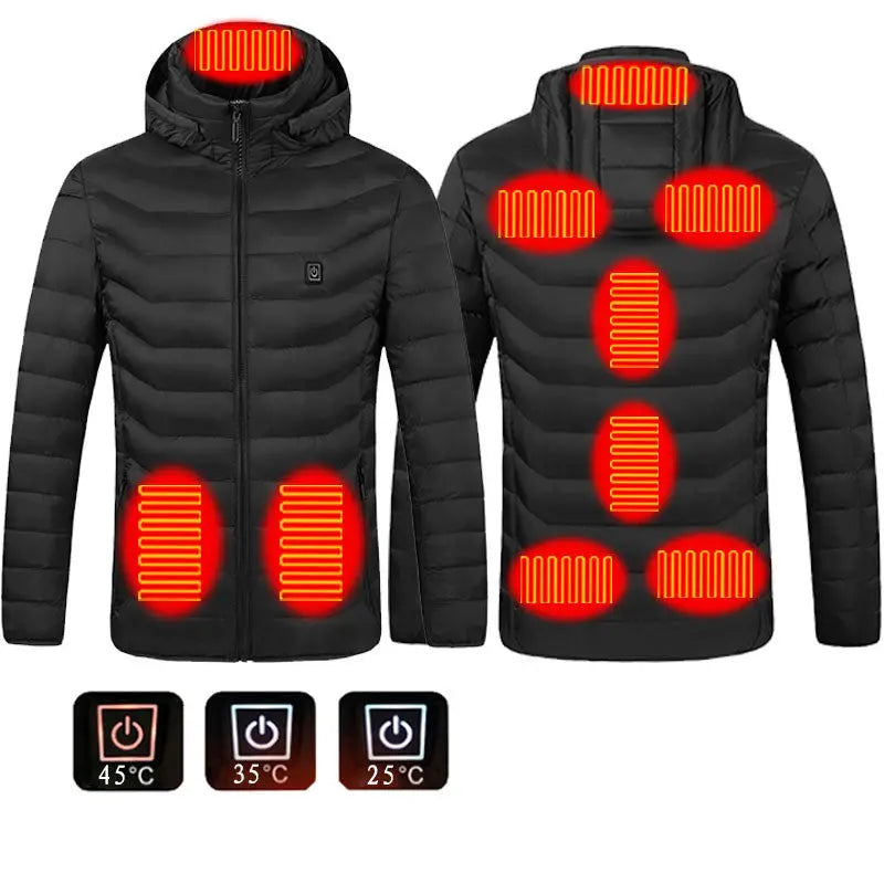 Winter Heated Jacket USB Electric Cotton Coat Zip-up Heater Thermal Clothing Heating Vest For Men SmartDealHub