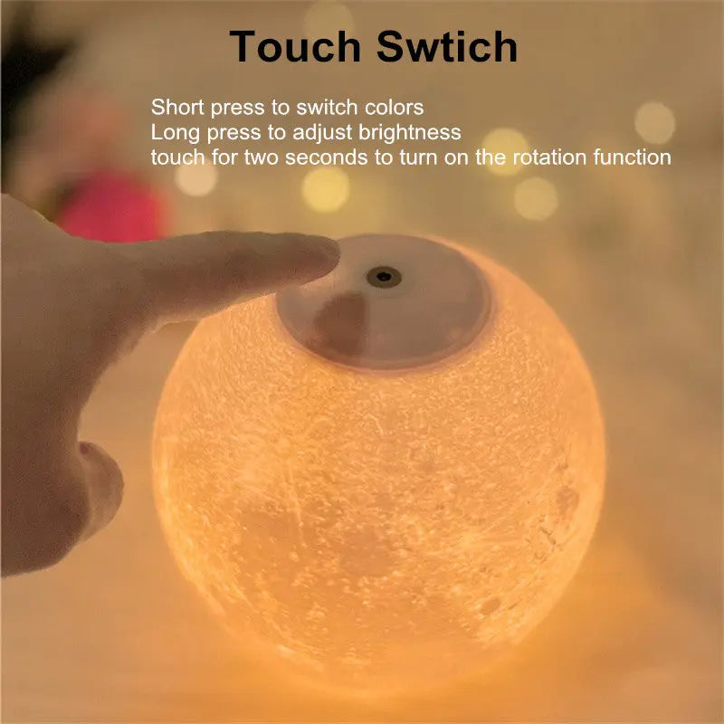 Creative 3D Magnetic Floating Levitating Moon Lamp Touch Control 3 Color Moon Light Lunar Night Light For Home Office Room Decor SmartDealHub