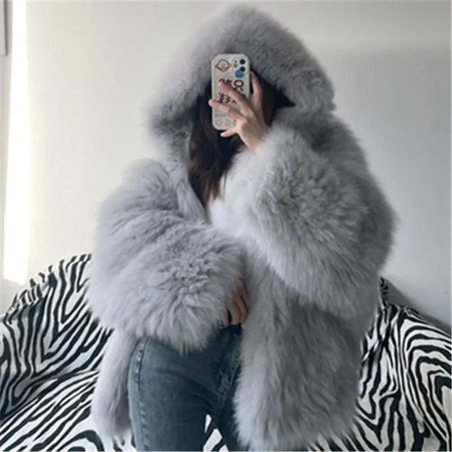 Hooded Oversized Furry Top - Autumn & Winter SmartDealHub
