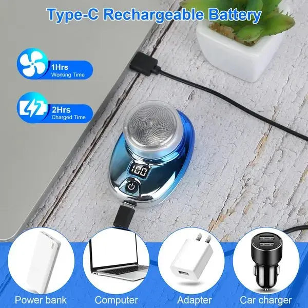 Portable Electric Shaver With LED Digital Display Type - C Rechargeable Electric Razor For Men Electric Beard Trimmer For Home Office Travel Car - SmartDealHub